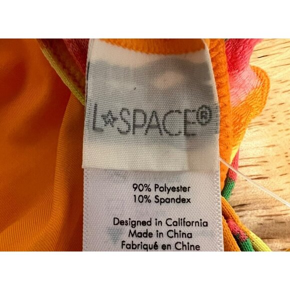 L*Space Women’s Maggie Bikini Top Neon Multicolor Striped Size Small New - Picture 6 of 8